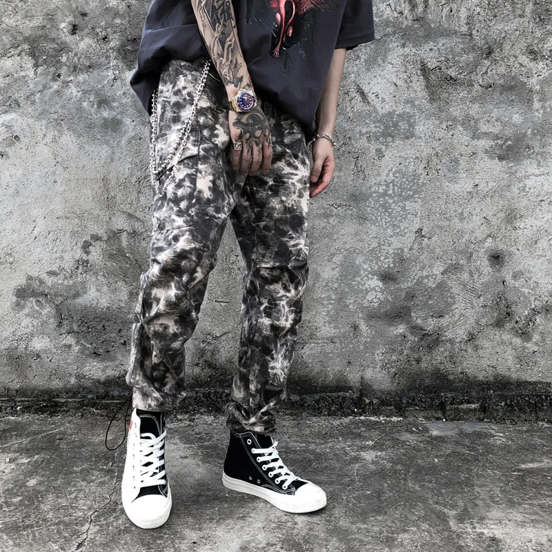 2019 Новые камуфляжные свободные мужские повседневные штаны с боковыми карманами в стиле Харадзюку, хип-хоп, уличная Мужская одежда для бега