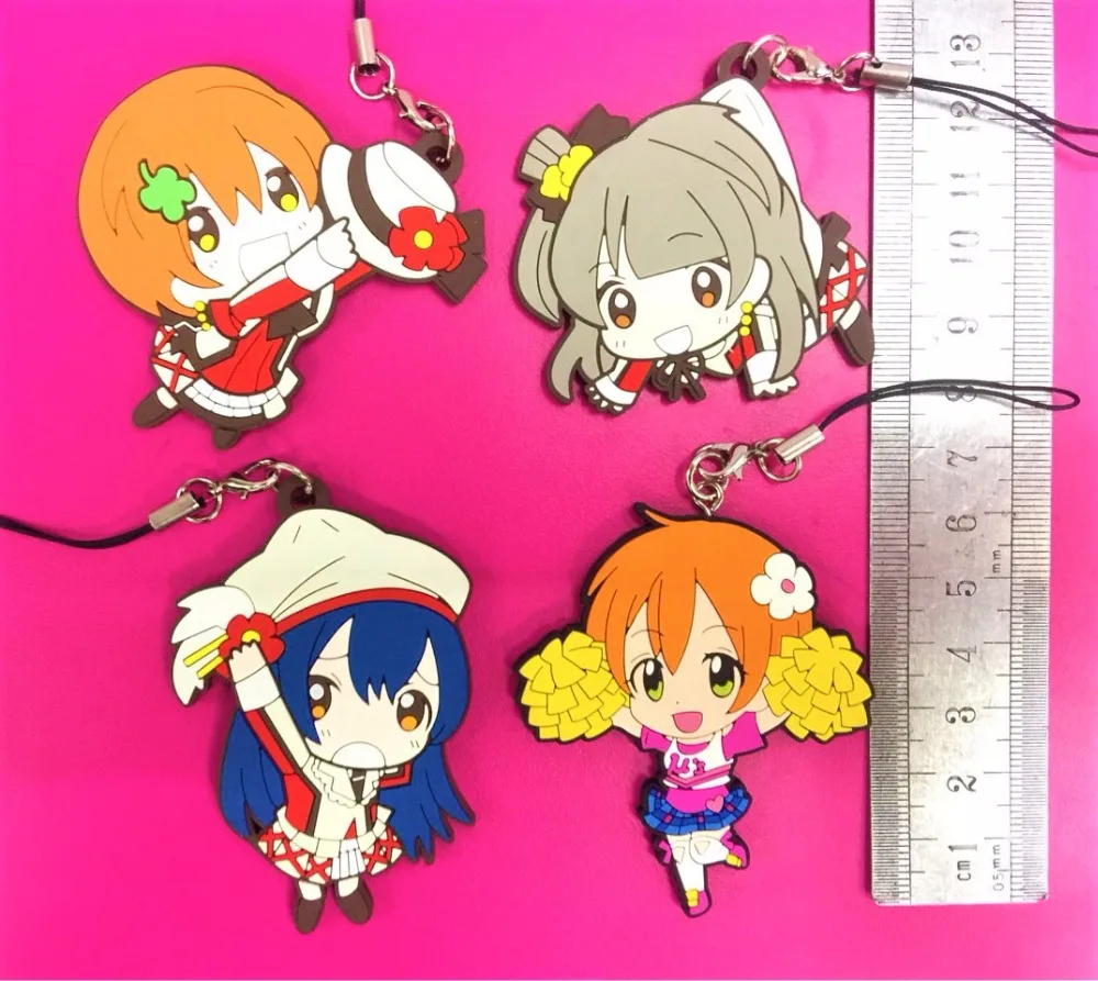 G559 4pcslot Love Live Nozomi Tojo Kotori Minami Original Japanese anime figure rubber Silicone mobile phone charms keychain strap