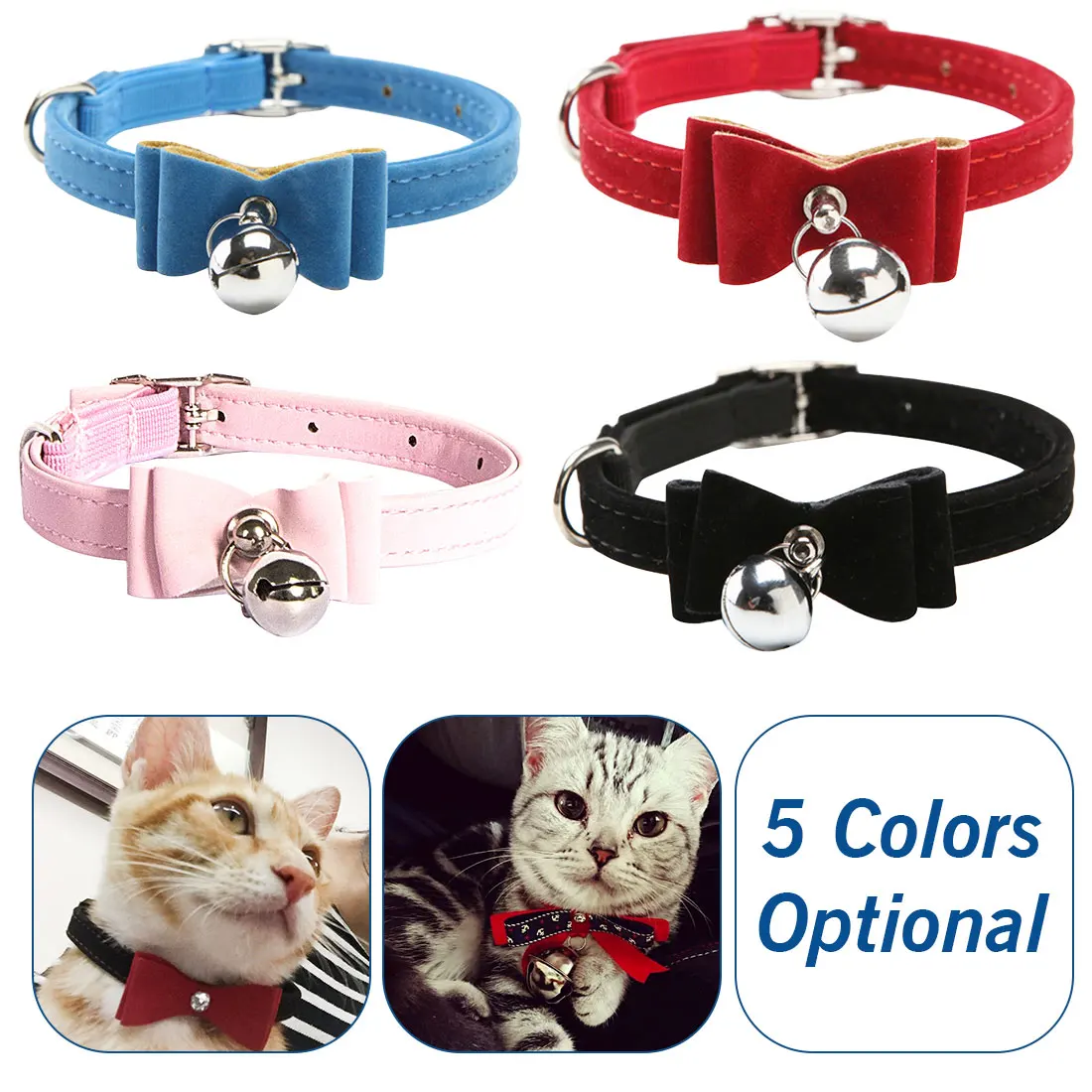

1pcs Adjustable Bowknot Bell Pet Dog Collars Charm Necklace PU Collar For Small Medium Dogs cat Pet Supplies