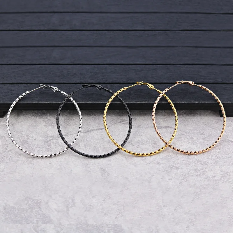 

New Design Punk Distortion Round Circle Shaped Stud Earrings For Women Fashion Stainless steel Ear Jewelry Gifts