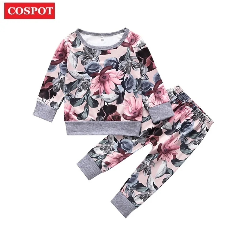

COSPOT Baby Girls Clothing Set Kids 2pcs Spring Floral Leggings Set Bebe Children Suit Baby Girl Clothes 2019 New 30D
