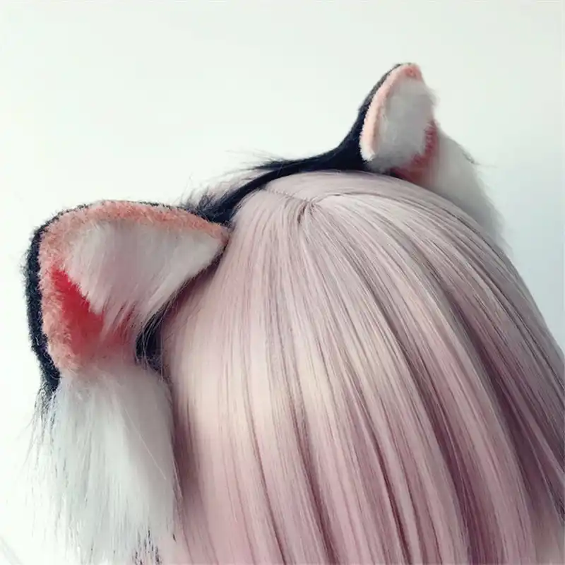 Diadema Con Orejas De Gato De Pelo Realista Hecha A Mano Anime Neko 3 Colores Disfraz Adorable Accesorios Para El Cabello Fiesta De Halloween Y Cumpleanos Aliexpress