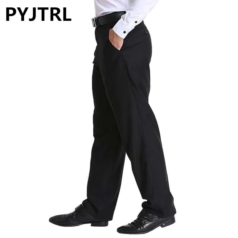 Классический черный мужской деловой костюм мужские свободные штаны среднего возраста Формальные Брюки