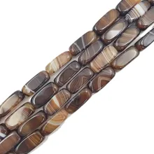 LII Ji натуральный камень коричневого цвета ониксовый Агат прямоугольной формы бусины около 10x25 шарики для DIY ювелирных изделий 38 см