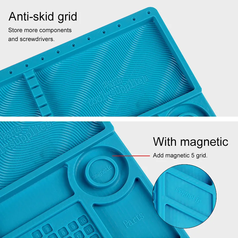 UANME Heat Insulation Silicone Pad Desk Mat Maintenance Platform for BGA Soldering Repair Work Station+Screw Parts Position 