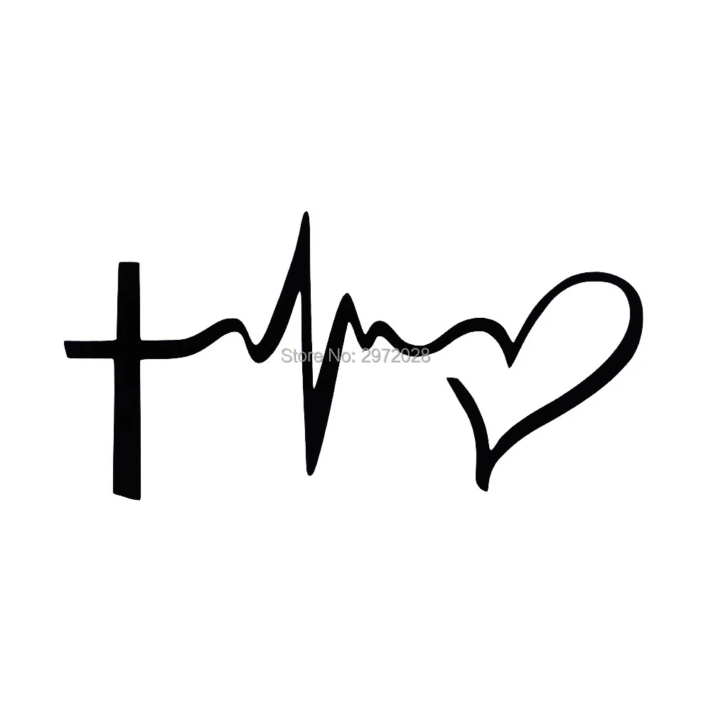 

New Creative Car Styling Jesus Cross ECG Heart Pattern Faith Hope and Love Auto Decal Car Sticker Bumper Body Pattern Vinyl