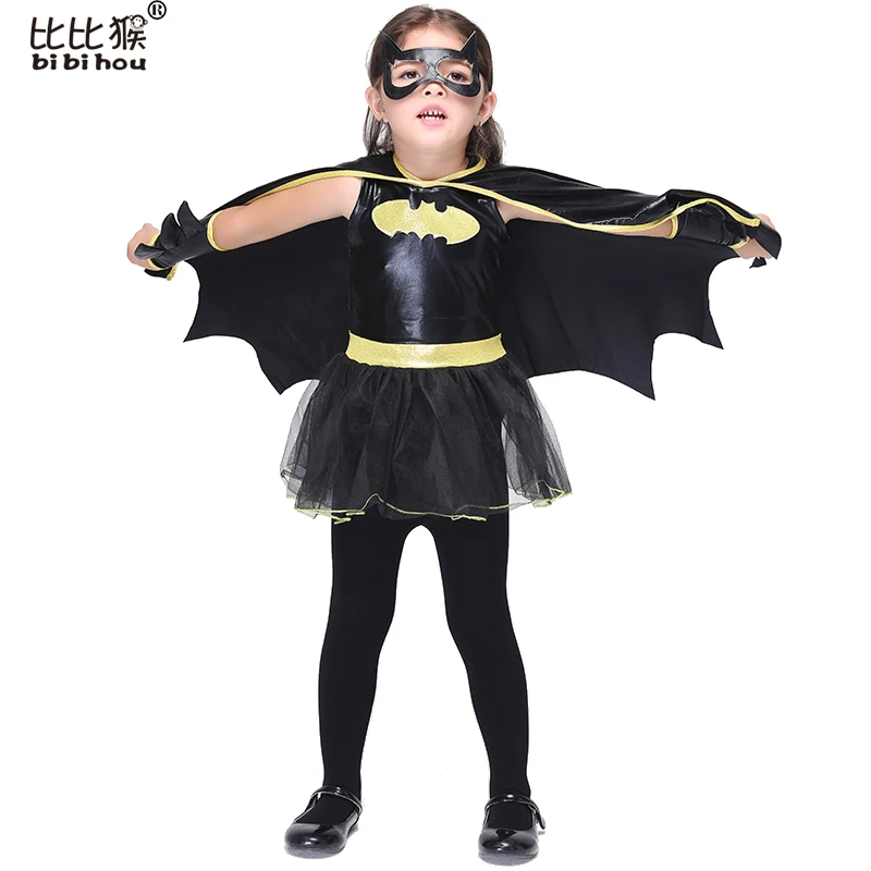 Performance Party Batman Bat Girl Costume Children Cosplay Dress