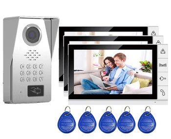 

XinSiLu TFT LCD Color 9"Video Door Phone Doorbell IR Intercom Home Security System HD FRID Panel Camera 1Camera+3Monitors