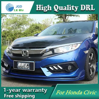 

Free shipping !12V 6000k LED DRL Daytime running light case for Honda Civic 2016 fog lamp frame Fog light