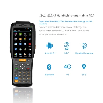 

Touch screen PDA with thermal printer and mifare RFID card reader ,4G wifi bluetooth pda with 2D barcode scanner ZKC PDA3506