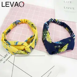 LEVAO Мода Корея ананас крест печати связанные в узел волосы шарф резинка для волос женская головная повязка для девочек аксессуары для волос
