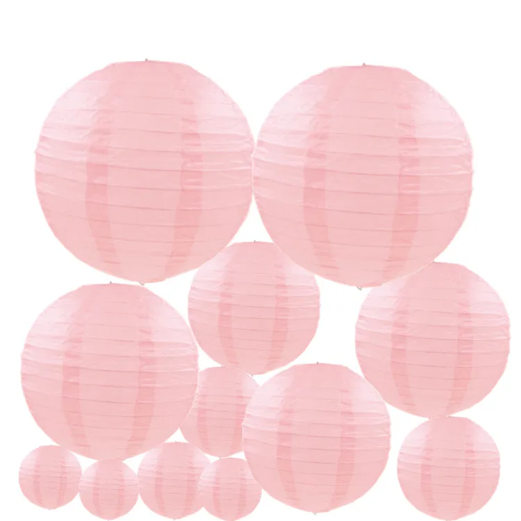 10 штук 6-16 дюймов красивые розовые круглые бумажные фонари для украшения свадьбы и вечеринки