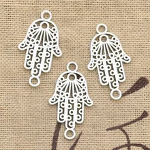 12 шт. Подвески Хамса защита рук соединитель 26x15 мм антикварное изготовление Подвеска подходит, винтажная тибетская Серебряная бронзовая, ювелирные изделия ручной работы