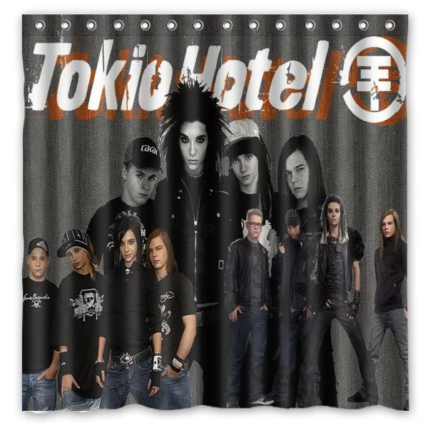 Ванная комната Продукты полиэстер ткань Tokio Hotel занавески для душа с принтом Водонепроницаемый моющиеся занавески 7"* 72" 12 Крючки ПВХ - Цвет: 2