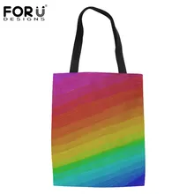 FORUDESIGNS/женская сумка на плечо, Большая вместительная Холщовая Сумка с объемным изображением радуги, сумка для покупок, повседневные сумки-тоут для женщин