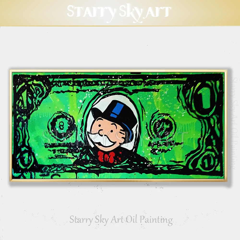 

Artist Hand-painted King Size Horizontal Rectangle Pop Fine Art Dollar Oil Painting on Canvas Rich Man Oil Painting for Decor