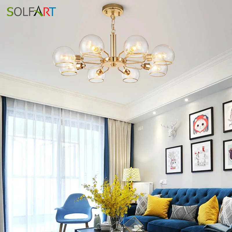 

Modern Chandelier Lighting for Room Dining Brief Style Glass Shade and Iron Chandelier