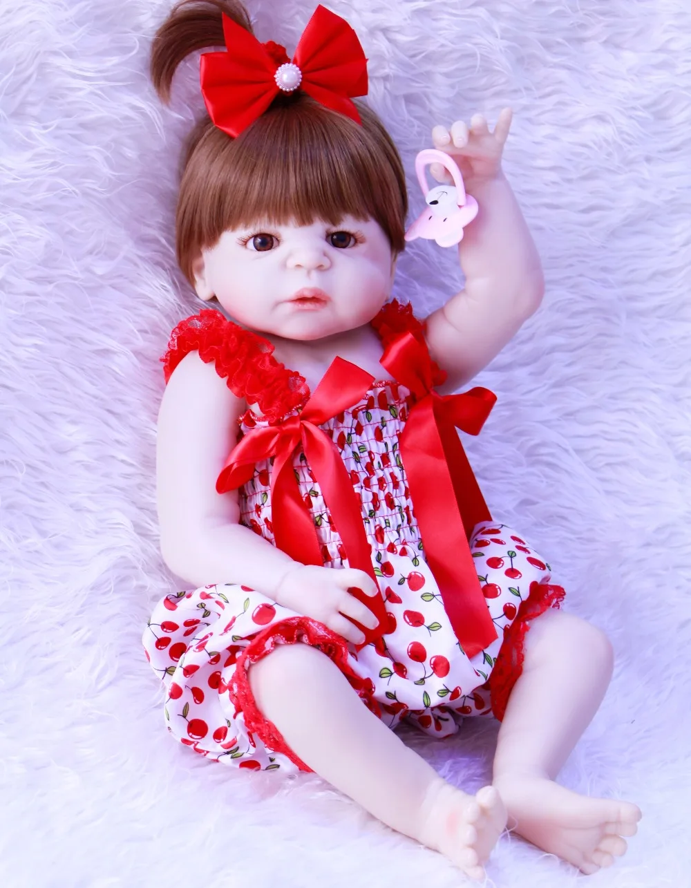 57cm Full Body Silicone Reborn Baby Doll Toys Bathe Toy ...