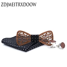 Деревянная галстук комплект Для мужчин лук галстук и платок Боути галстук Cravate платок запонки Papillon человек Corbatas Hombre Pajarita