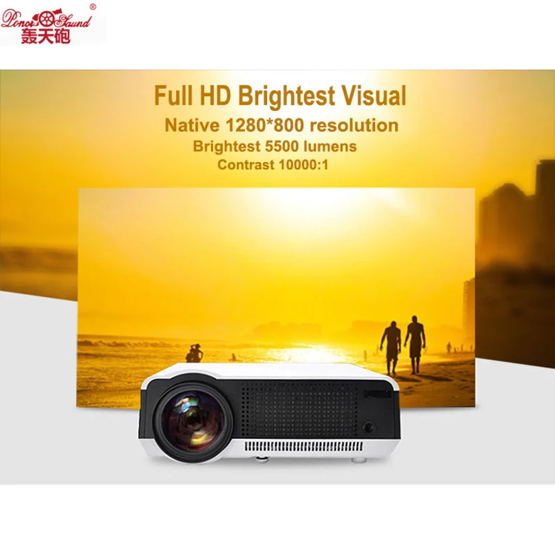 Poner Saund светодиодный HD проектор 5500 люмен Beamer 1080P ЖК-проектор ТВ Full видео домашний