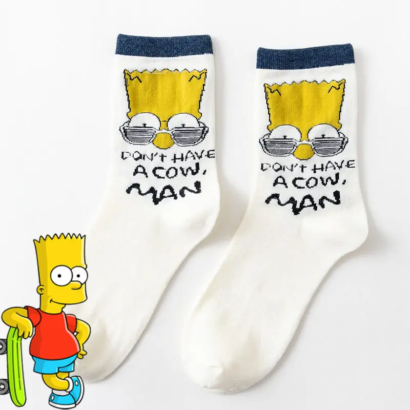 

IOLPR 5 pairs Simpson men Socks Cartoon Funny Cotton Socks Simpsons Family Novelty Cute Socks Funny socks sox Batch wholesale