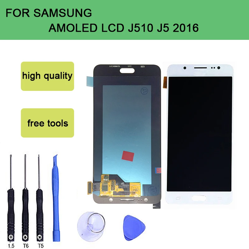 

SZHAIYU Tested AMOLED J510 LCD Display Touch Screen For Samsung Galaxy J5 2016 J510FN J510F J510G J510Y With Tools
