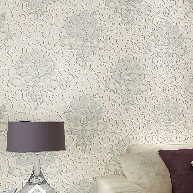 

3d Papel de parede wall grey wallpaper rolls for living room Europe damask non-woven 3d wallcoverings bedroom emboss wall paper