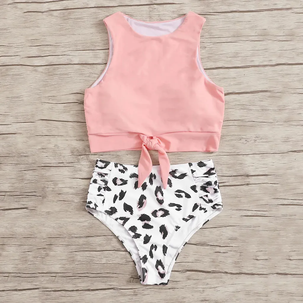 

Magnificent Women's Swimming Suit Bikini Set Two Piece Knot Bodysuit Fantasy Front Beachwear Crop Top Dot Swimsuit Badkleding