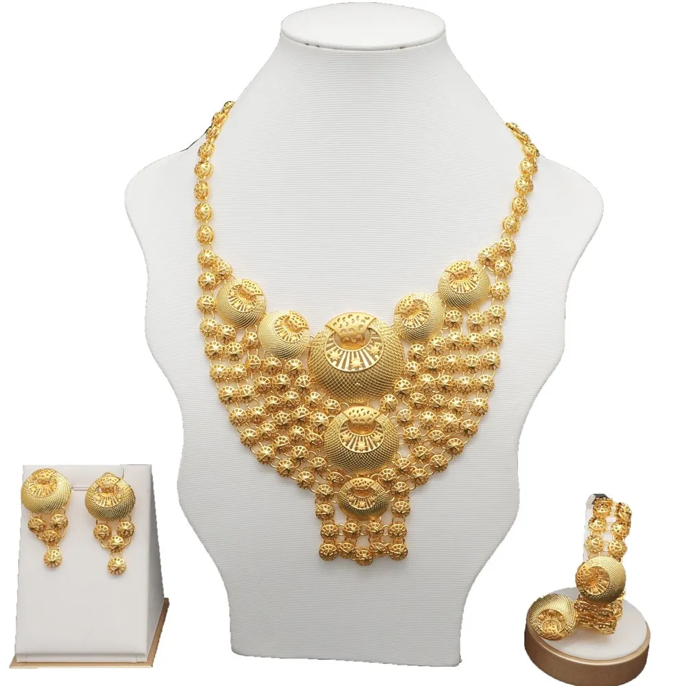 Женское Ожерелье, дизайн, дубайское золотое ожерелье, африканские большие ювелирные наборы, свадебные ювелирные украшения, аксессуары для невесты, хорошее ювелирное изделие