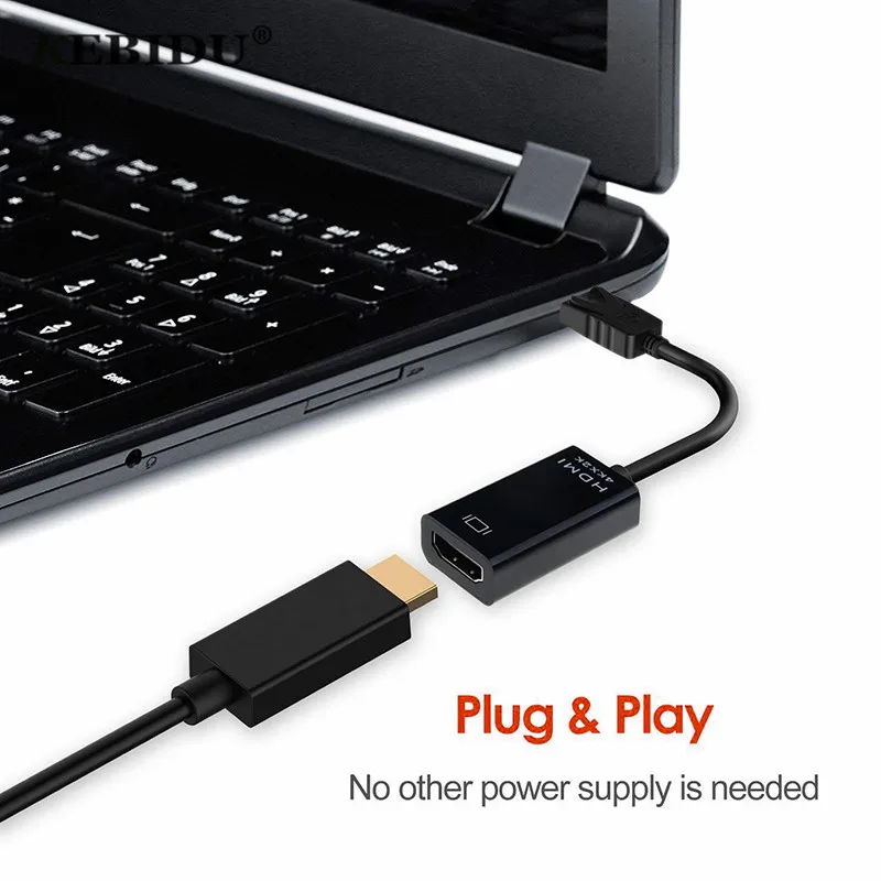Кабель адаптер kebidu Mini DP Male to HDMI 4K 1 4 Female HD 1080 Displayport конвертер коммутатор для Mac Macbook