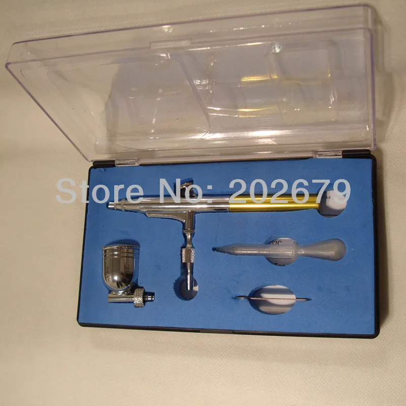 

New 0.3mm Spray DUAL ACTION Nail Airbrush set Gun Paint Free Shipping hot sell glod color free shipping spray gun