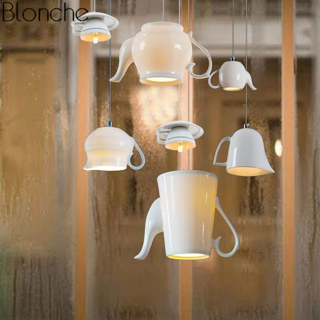 Modern Nordic Ceramic Led Pendant Lights Tea Cup Teapot Hanging Lamp Modern Nordic Ceramic Led Pendant Lights Tea Cup Teapot Hanging Lamp Luminaire Dining Room Kitchen Lighting Fixtures Home Decor