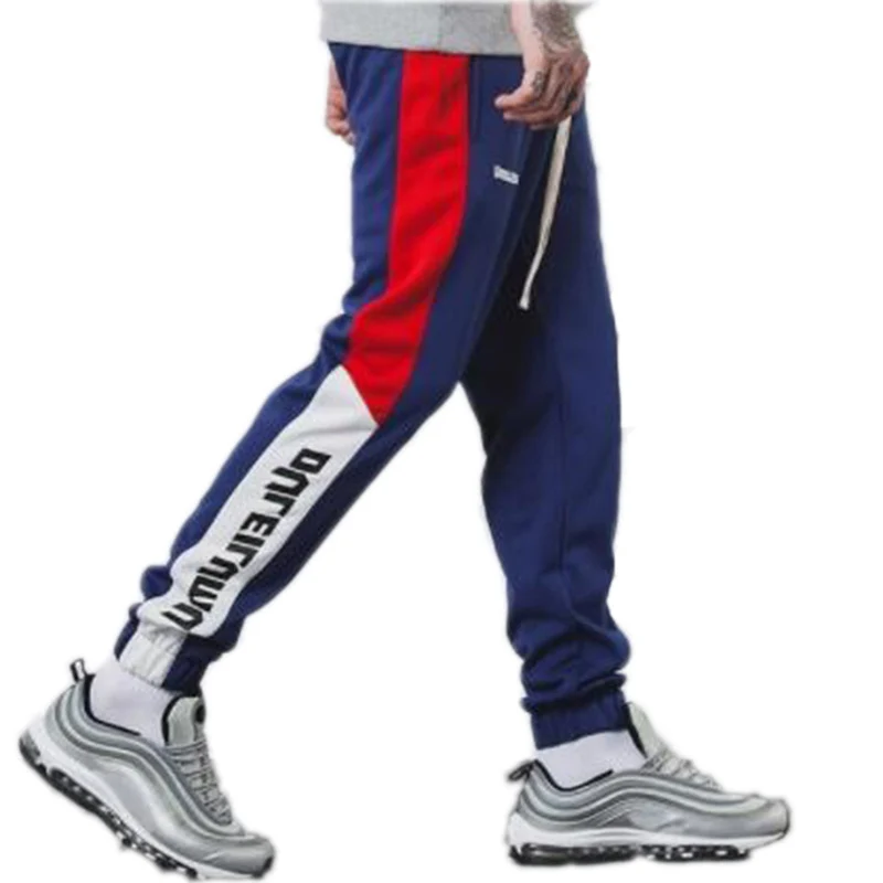 ZOGAA Mens Color Block Pants Autumn Fashion Letter Printed Pants Sweatswear Side Stripe Pockets Men Vintage Sweatpants