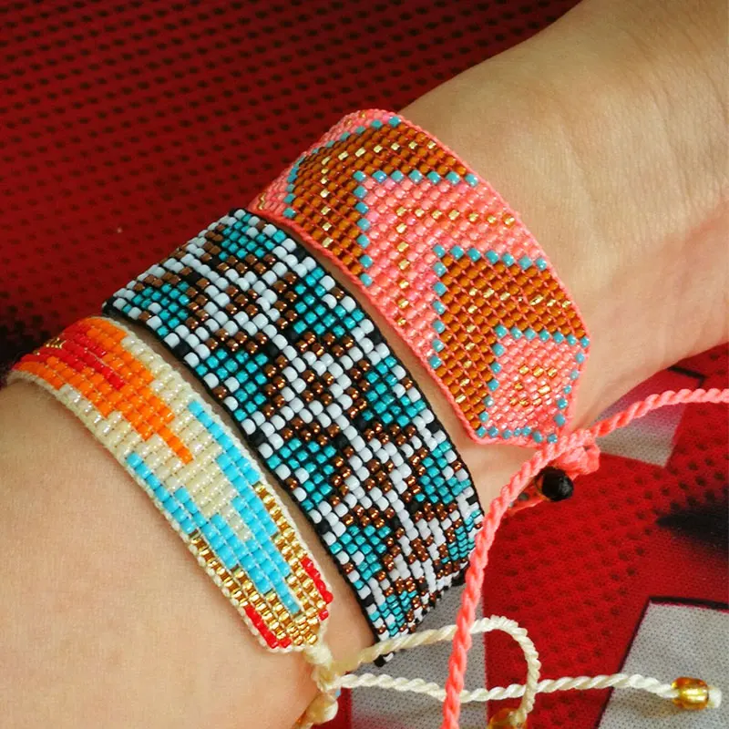

Balibali Fashion Bohemia Style MIYUKI 18 mm Seed Beads Bracelets Handmade Adjustable Length For Women Man Jewelry Gift