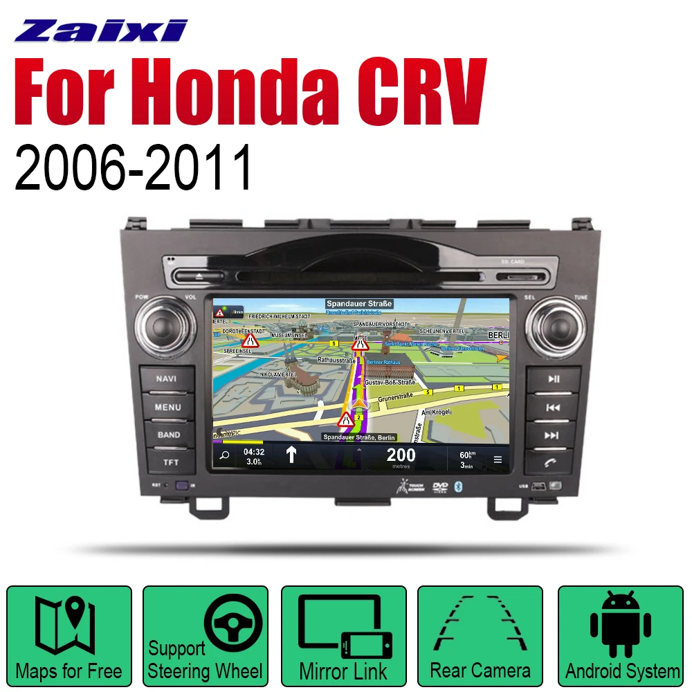 

Auto Radio 2 Din Android Car DVD Player For Honda CRV 2006~2011 GPS Navigation BT Wifi Map Multimedia system Stereo