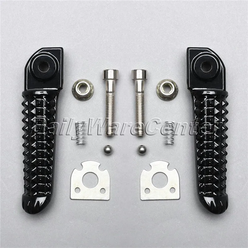 1 Pair Motorcycle Rear Foot Pegs Rest Footrest fit for Motorcycle Yamaha YZF R1 02-11 YZF R6 03-11 Aluminum Black One 10cm/3.94"
