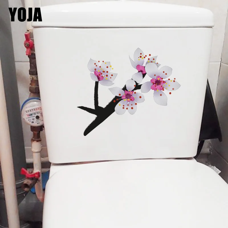 

YOJA 22.5*17.8CM White Cherry Blossom Cartoon Kids Room Decoration WC Toilet Seat Stickers T1-0455