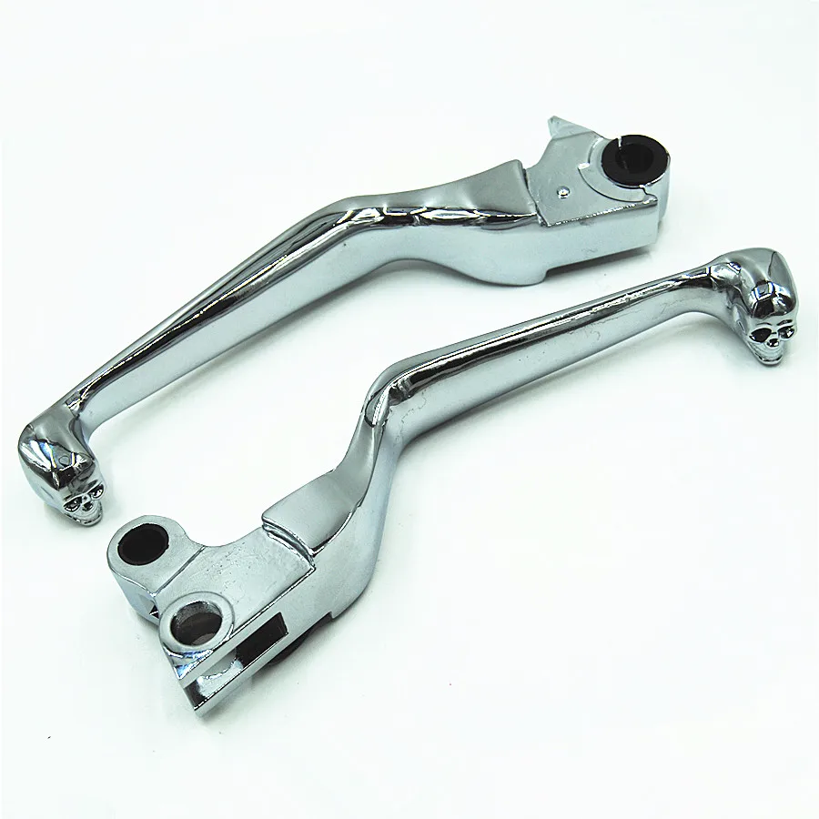 Chrome Skull Brake Clutch Levers For Harley Softail Heritage Road King