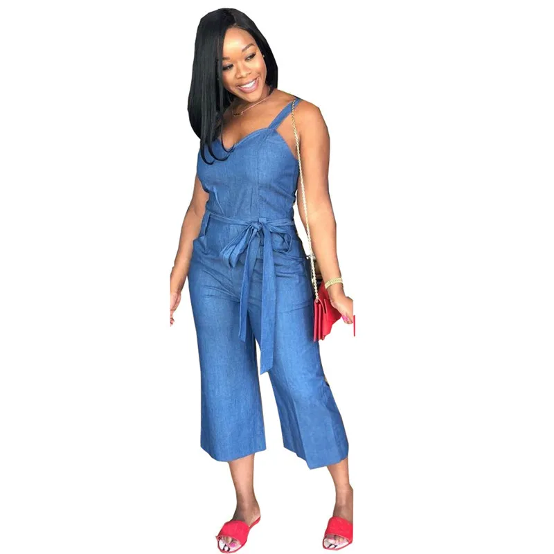 cropped denim jumpsuit