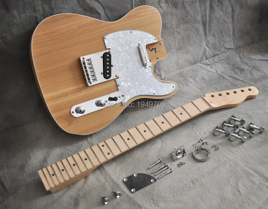 

Solid Body DIY Electric Guitar Builder Kit Project Elm Body Mape Neck and Fingerboard Unfinished TL Style