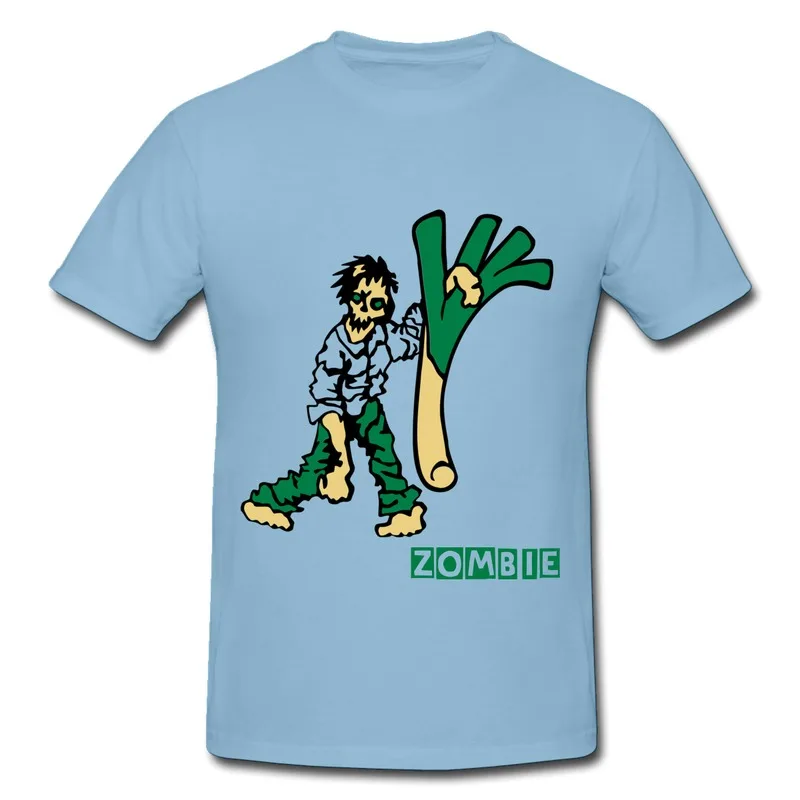 Customize Cotton Men's Tee Shirt Zombie with Leek Cute Txt T-Shirts for Boys Discount | Мужская одежда