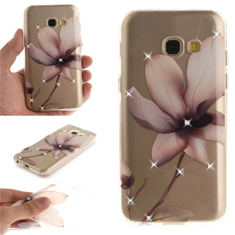 HEMASOLY Case For Samsung Note 8 Transparent N950F N950FD N950U Silicone Rhinestone Flower Pattern Soft TPU |