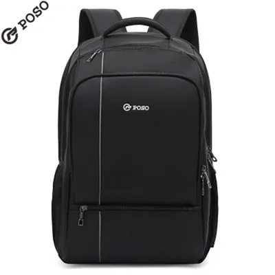 POSO рюкзак 17 дюймов рюкзак для ноутбука Большой Вместительный рюкзак Открытый Водонепроницаемый Бизнес Рюкзак Противоугонный рюкзак - Цвет: BLACK