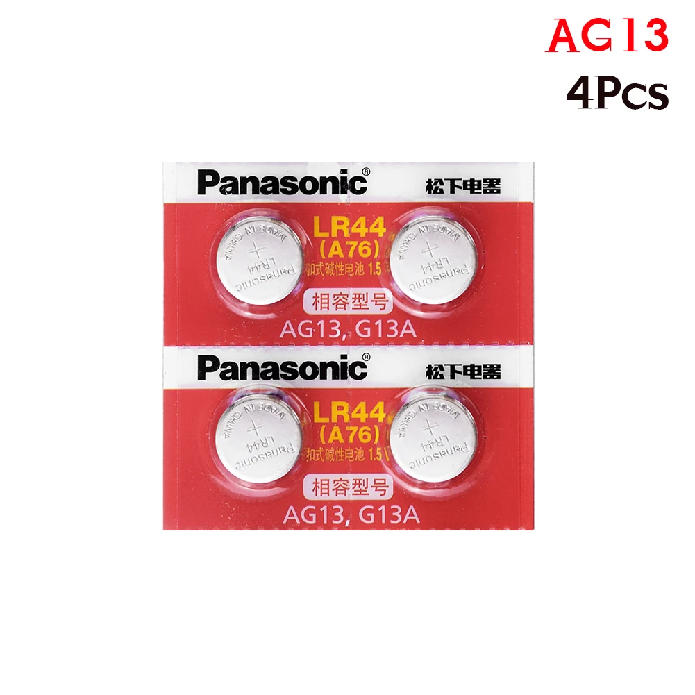 

Panasonic 100% Original 4pc 1.5V Button Cell Battery lr44 Lithium Coin Batteries A76 AG13 G13A LR44 LR1154 357A SR44