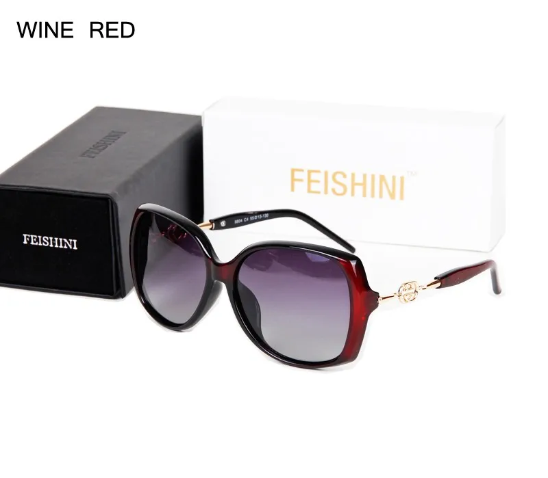 FEISHINI высокое качество FDA Мода вождения oculos de sol feminino HD UVA большая рамка градиентные солнцезащитные очки женские поляризованные винтажные