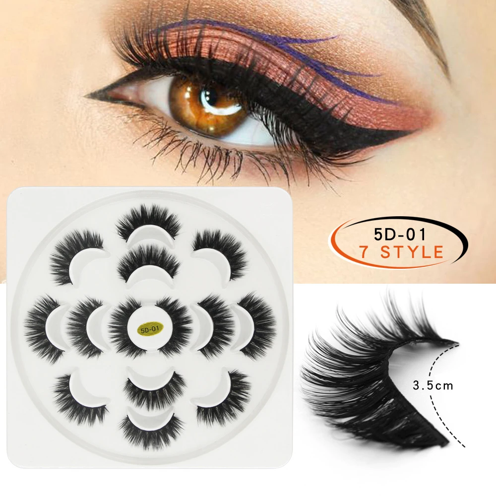 

ELECOOL 7 pairs natural false eyelashes fake lashes long makeup 3D mink lashes eyelash extension mink eyelashes for beauty