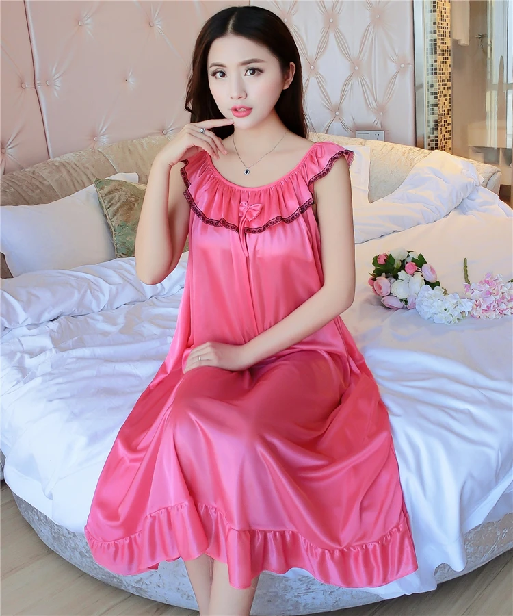 Ladies Sleeveless Chiffon Nightdress Plus Size Women Sexy Satin Silk ...