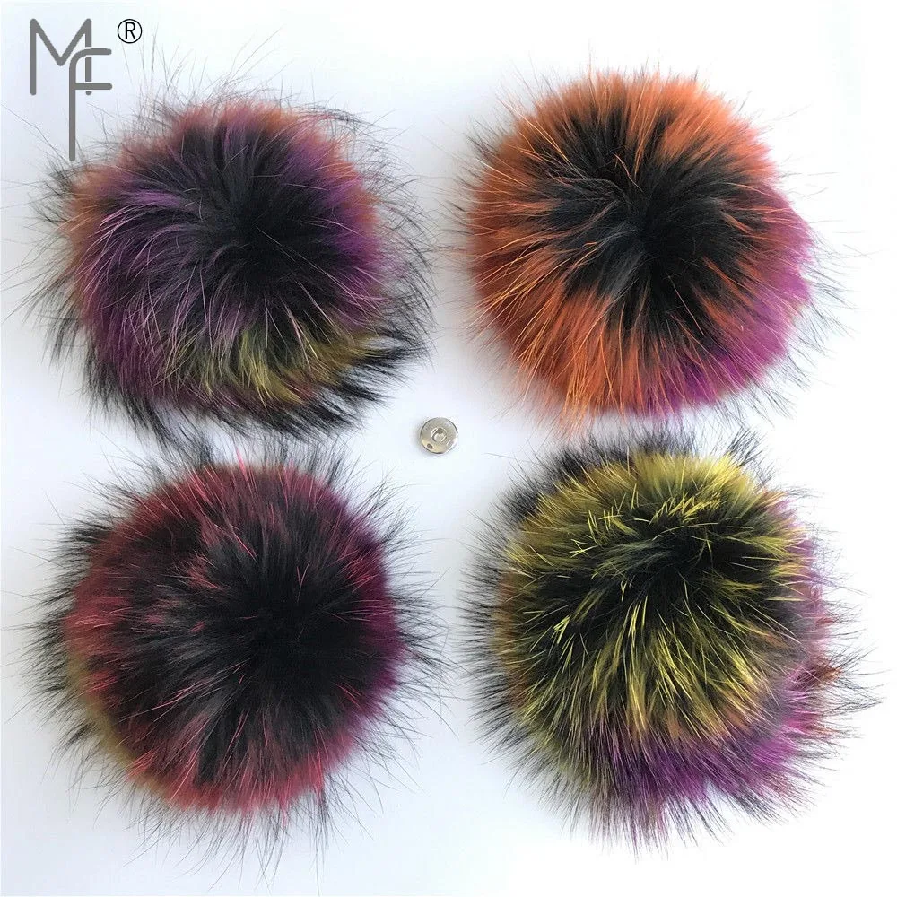 Magicfur - 1 шт. 15 см 6 "мяч из натурального меха енота многоцветный помпон W кнопки