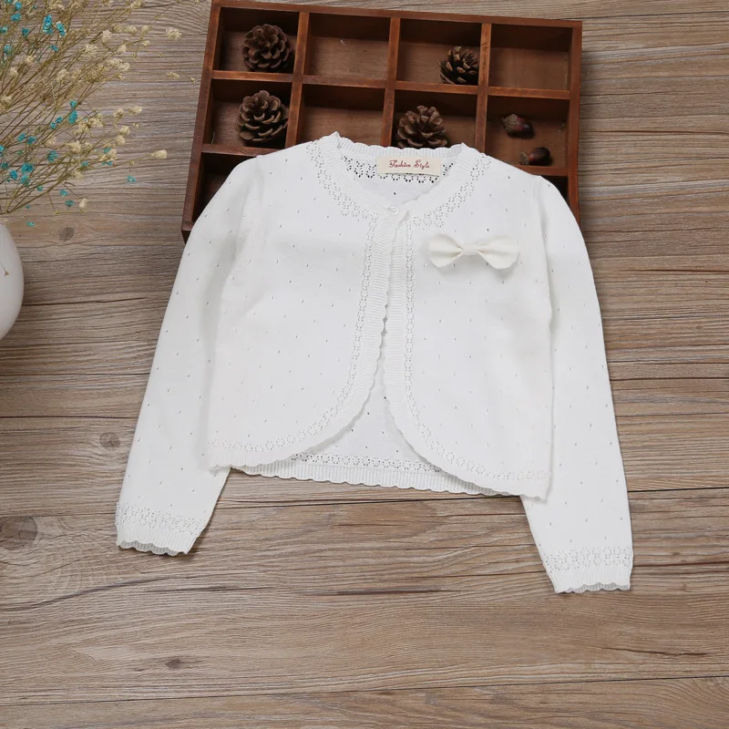 Baby Girls Cardigan Sweater White Long Sleeve 100 Cotton Baby Girls