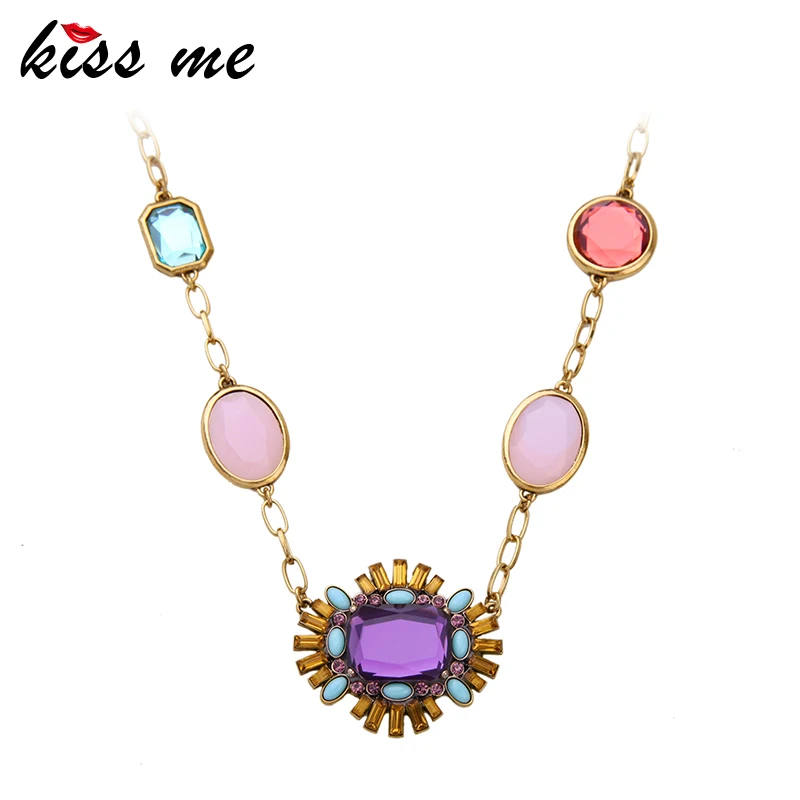 

KISS ME Brand Multicolor Geometric Statement Necklace New Design Summer Jewelry Choker Necklace